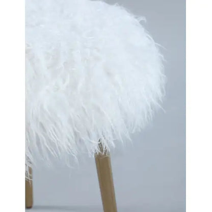 Ravni Faux Fur Accent Ottoman With Gold Legs