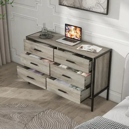 Cómoda de madera con 6 cajones