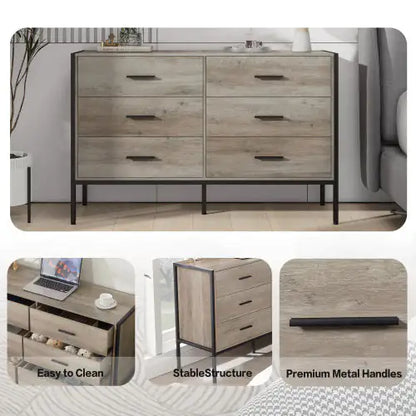 Cómoda de madera con 6 cajones