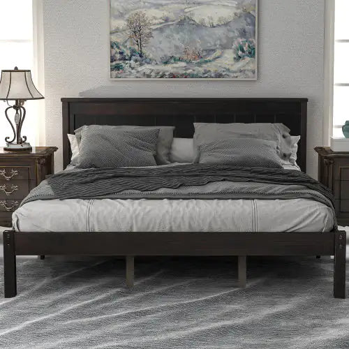 Espresso Queen Platform Bed with Headboard