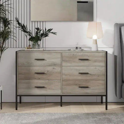 Cómoda de madera con 6 cajones
