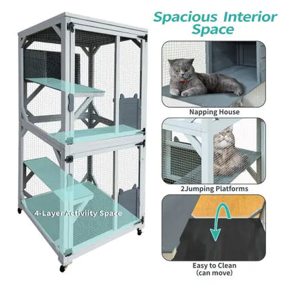Luxury 30.7” Wooden Outdoor Cat House