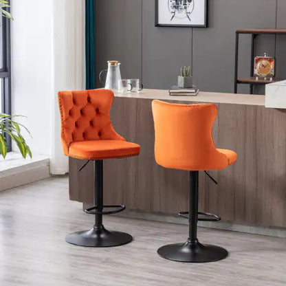 Swivel Velvet Barstools Adjusatble Seat - Set Of 2