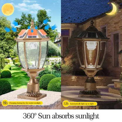 Antique Bronze Solar LED Pillar Light