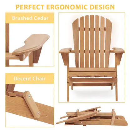 Wooden Outdoor Folding Adirondack Chair – Set of 2