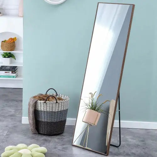 Brown Solid Wood Frame Full-length Mirror