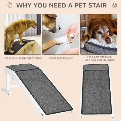 Ramp For Dog Bed, Pet Ramp For Dog With Non-slip Carpet And Top Platform