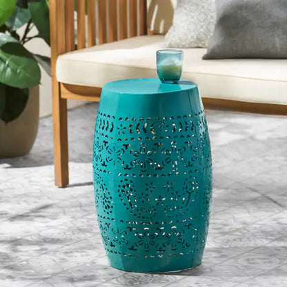 RUBY12 Teal Iron Side Table
