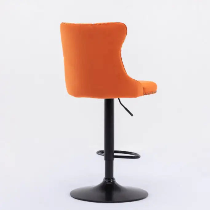 Swivel Velvet Barstools Adjusatble Seat Height From 25-33 Inch Orange,Set Of 2