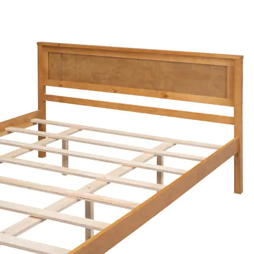 Oak Queen Platform Bed with Headboard