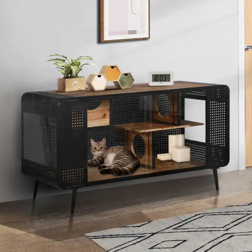 Spacious Cat Houses With Tempered Glass Are Suitable For Living Rooms, Hallways, Dens, And Other Spaces