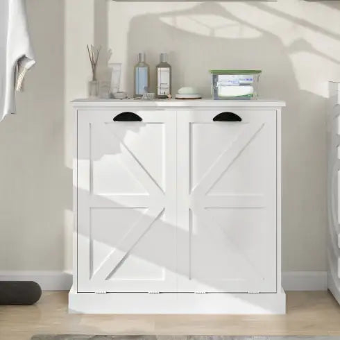 Two-Compartment Tilt-Out Laundry Sorter Cabinet