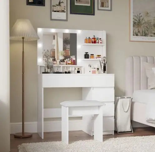 Vanity Makeup Desk Set with Mirror & Light