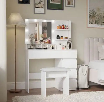 Vanity Makeup Desk Set with Mirror & Light