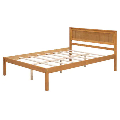 Oak Full Platform Bed with Headboard