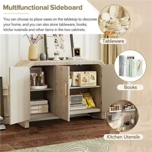TREXM Vintage Minimalist Curved Sideboard