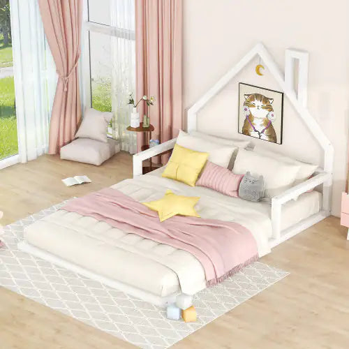 Twin Wood Playhouse Floor Bed