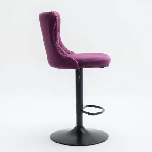 Swivel Velvet Barstools Adjusatble Seat Height From 25-33 Inch Purple,Set Of 2