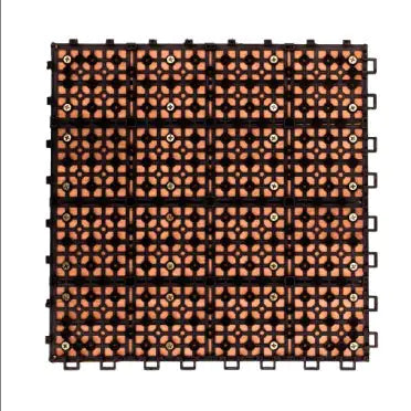 Kaia 8-Slat Reddish Brown Wood Interlocking Deck Tile (Set of 10)