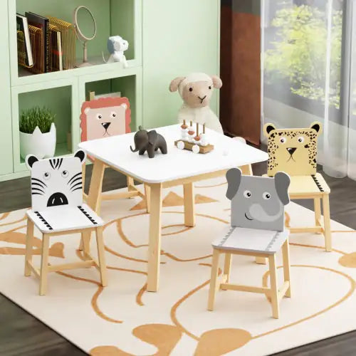 Kids' Solid Wood Table & Chair 5-Piece Set