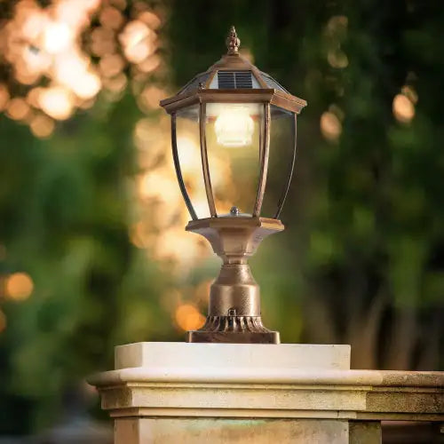 Antique Bronze Solar LED Pillar Light