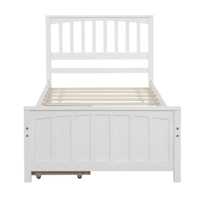 White Twin Bed with Storage Drawers