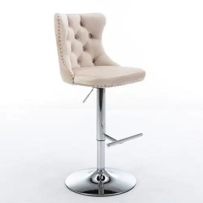 Swivel Velvet Barstools Adjusatble Seat - Set Of 2