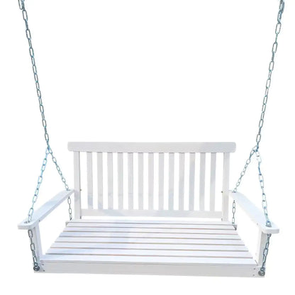 White Wooden Porch Swing