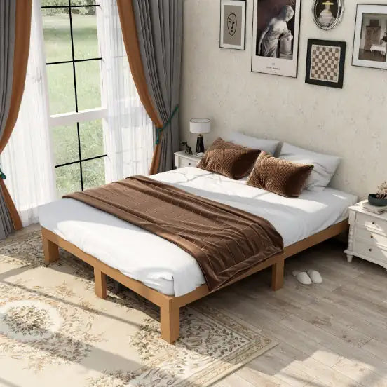 Solid Wood Queen Bed Frame - No Box Spring