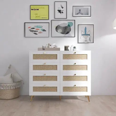 Cómoda blanca de 8 cajones