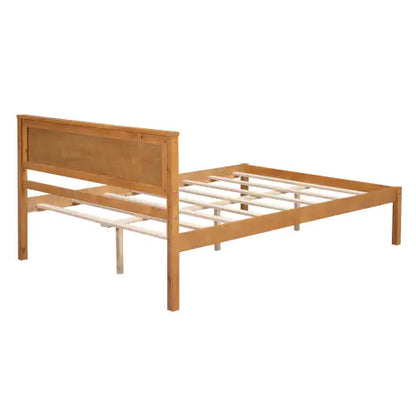 Oak Full Platform Bed with Headboard