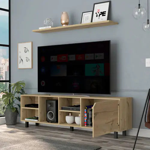 Estocolmo 70" TV Stand Light Oak with Shelves