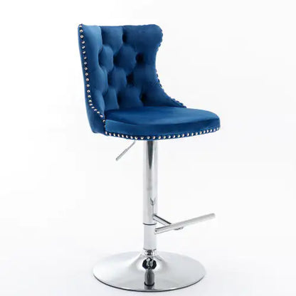 Swivel Velvet Barstools Adjusatble Seat - Set Of 2