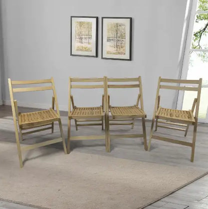 Honey-Toned Wood Folding Chair Set