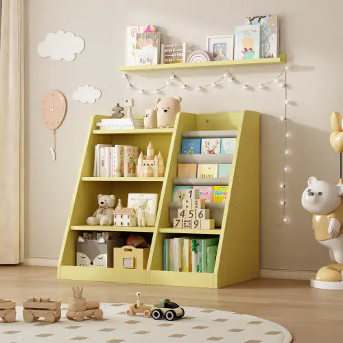 Yellow Wooden Toy Storage Organizer