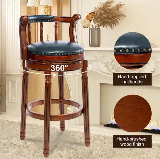 360° Swivel Wooden Bar Stool