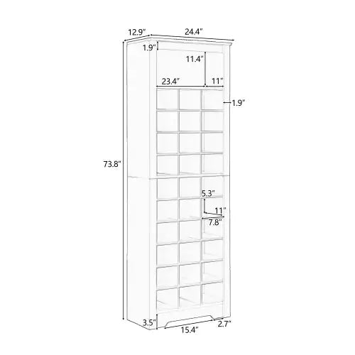 Elegant 30-Pair White Shoe Organizer Cabinet