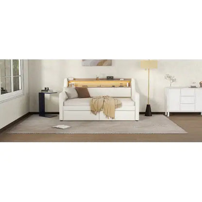 Twin Upholstered Daybed with LED and Charging Hub