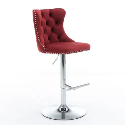 Swivel Velvet Barstools Adjusatble Seat - Set Of 2