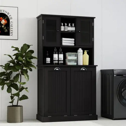 Black Tilt-Out Laundry Basket Cabinet