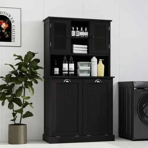 Black Tilt-Out Laundry Basket Cabinet