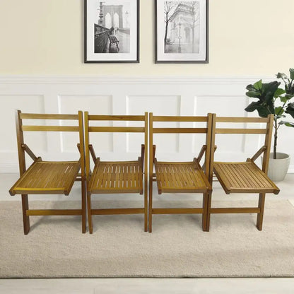 Honey-Toned Wood Folding Chair Set