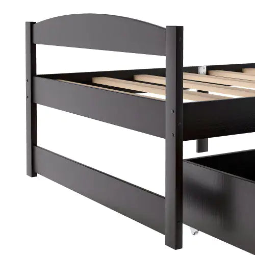 Twin Size Platform Bed, With Two Drawers, Espresso