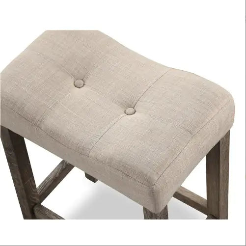 Sora Button Tufted Counter Height Saddle Stool, Set Of 2, Taupe