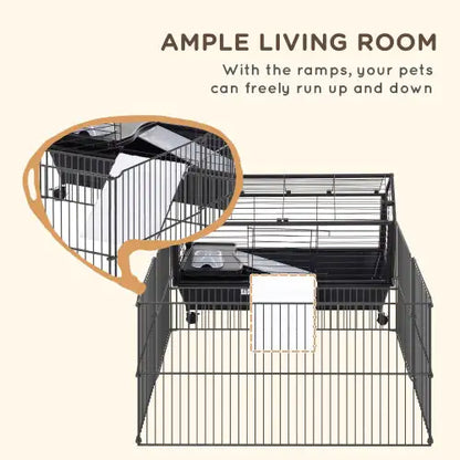 Small Animal Play Fence Cage With Rolling Casters & Water Bottle