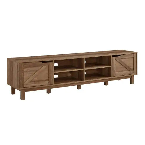 Rustic Barndoor Open-Storage TV Stand For TVs Up To 80 Inches Rustic Oak