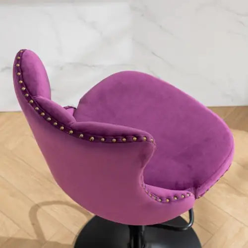 Swivel Velvet Barstools Adjusatble Seat Height From 25-33 Inch Purple,Set Of 2