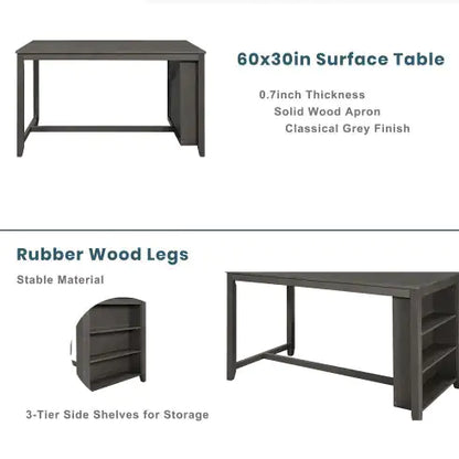 TOPMAX 5-Piece Gray Farmhouse Dining Ensemble