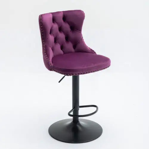 Swivel Velvet Barstools Adjusatble Seat Height From 25-33 Inch Purple,Set Of 2