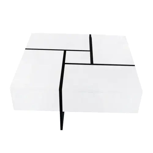 Mesa de centro de diseño único con 4 compartimentos de almacenamiento ocultos